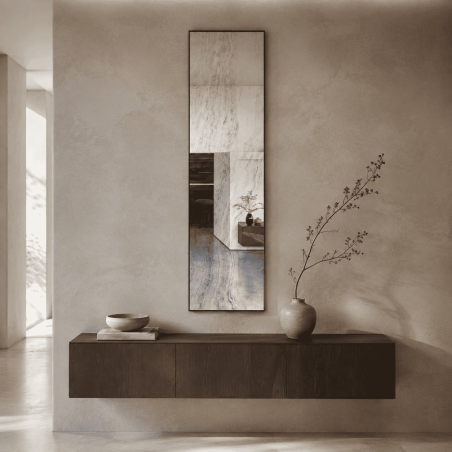 Specchio da Ingresso Effetto Pietra con Cornice Nera