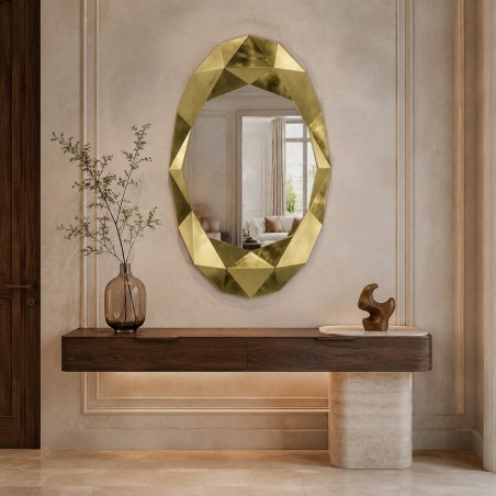 Specchio Ovale Grande Dorato Per Ingresso Precious Gold