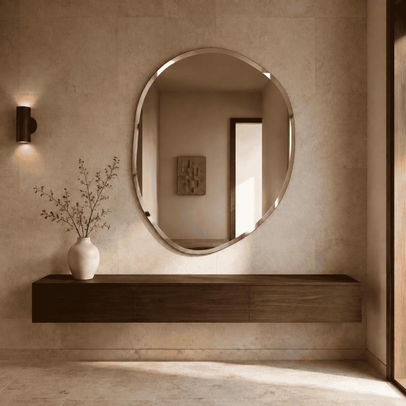 Specchio Organico Bisellato Per Ingresso Elegante