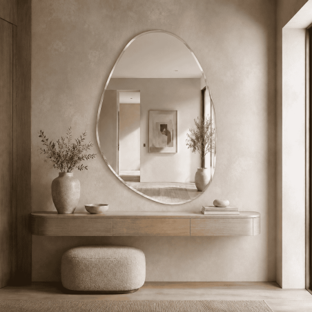 Specchio Asimmetrico Grande Bisellato in Stile Contemporaneo