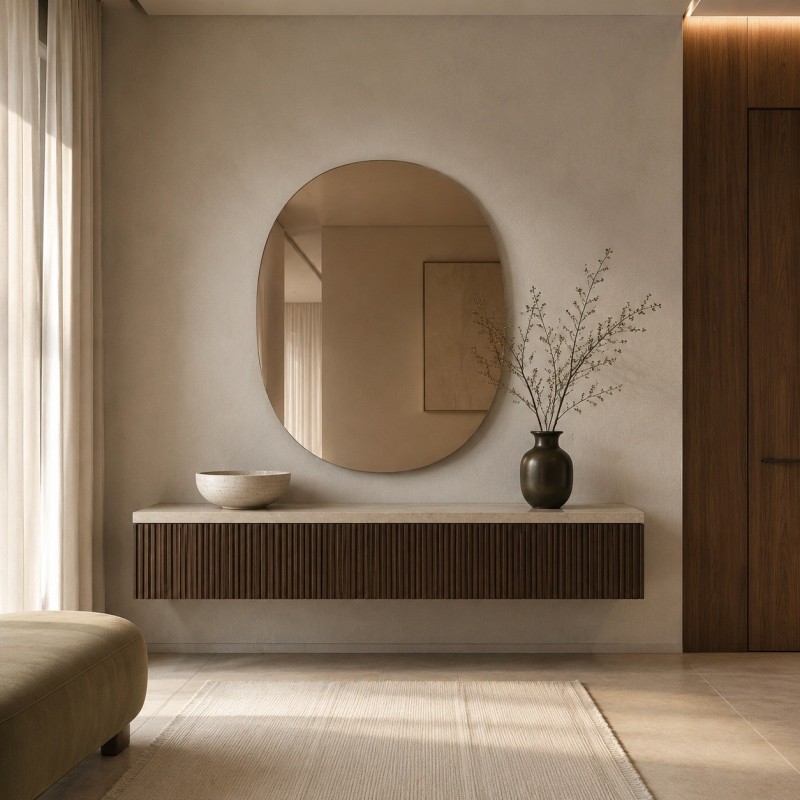 Specchio Ovale Bronzo dal Design Elegante per Ingresso