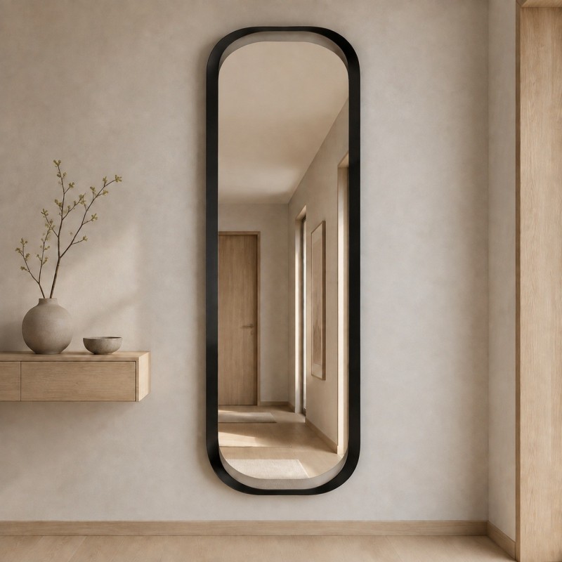 Specchio Grande Moderno per Ingresso con Cornice Nera Calligra