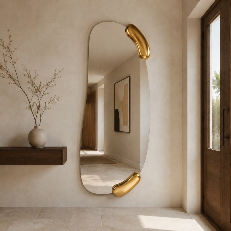 Specchio Asimmetrico Grande Per Ingresso Calco Gold Hall