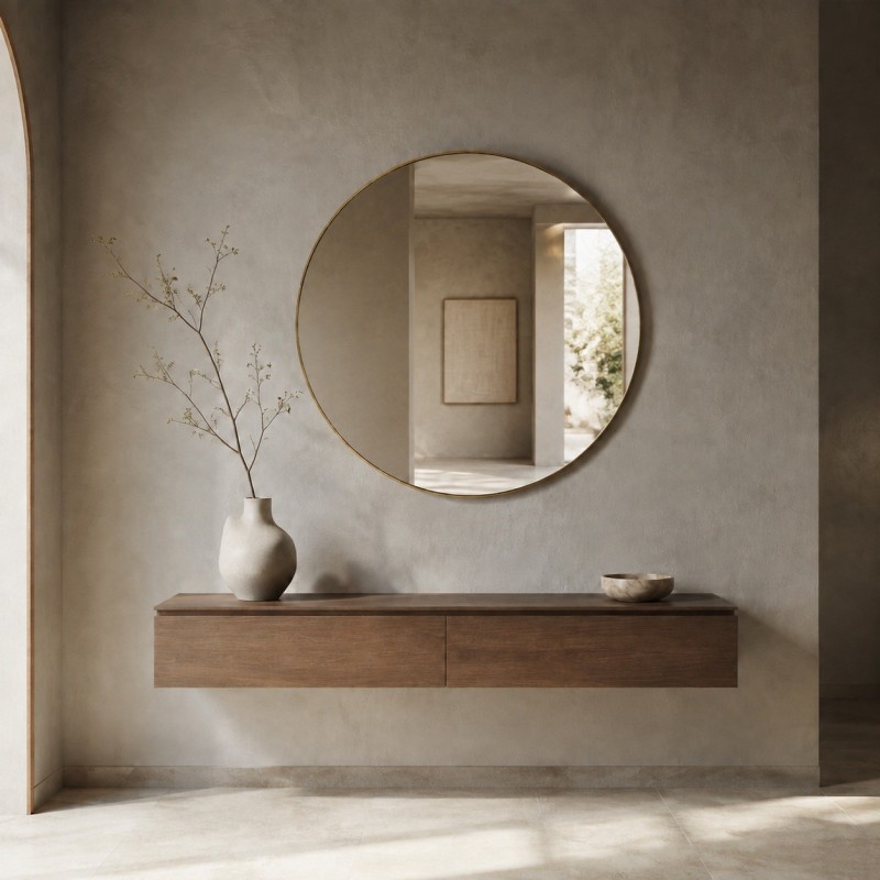 Specchio Rotondo Grande con Cornice Color Bronzo