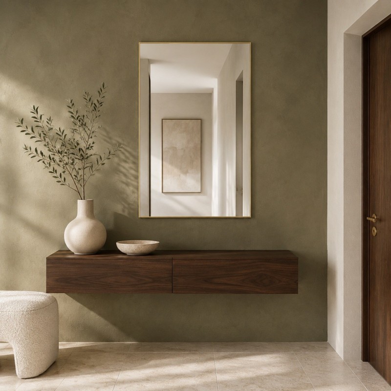 Specchio Rettangolare con Cornice Dorata per Ingresso