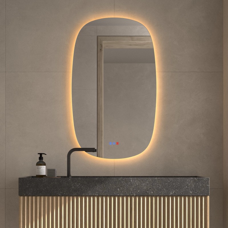 Specchio Retroilluminato Design Organico Per Bagno Moderno