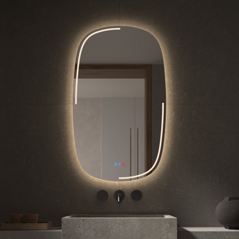 Specchio Con Luce Frontale e Retroilluminazione Per Bagno Moderno