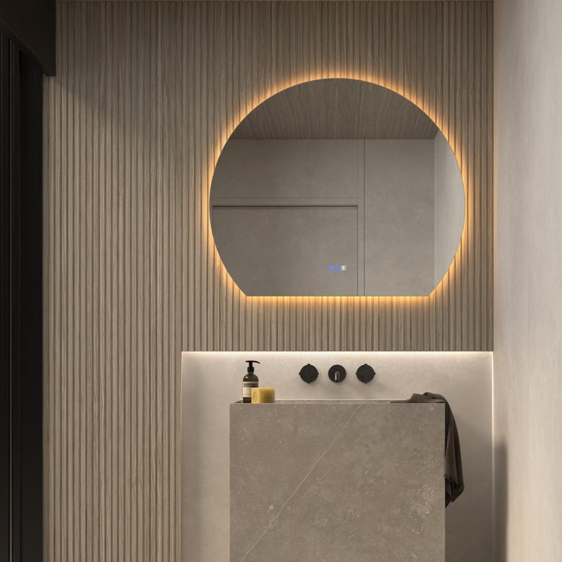 Specchio Rotondo LED Retroilluminato di Design Per Bagno