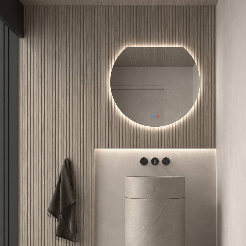 Specchio Rotondo LED Retroilluminato per Bagno di Design