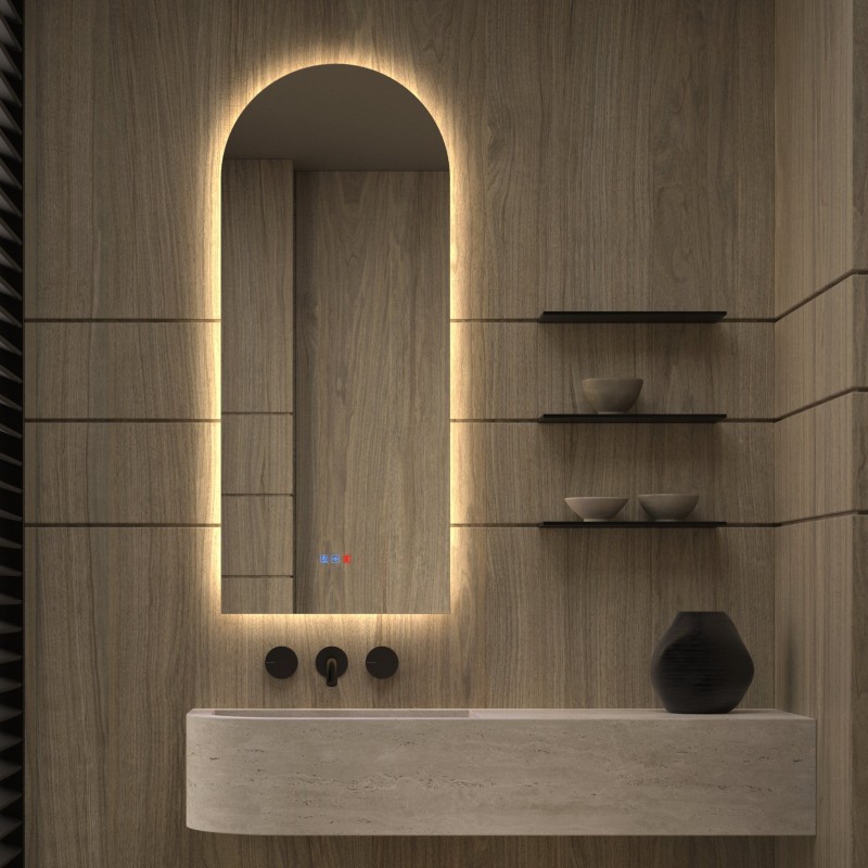 Specchio ad Arco LED Retroilluminato per Bagno Moderno