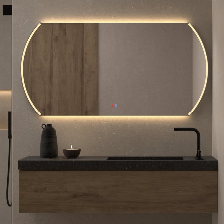 Specchio Ovale Orizzontale Con Luce Frontale e Retroilluminazione