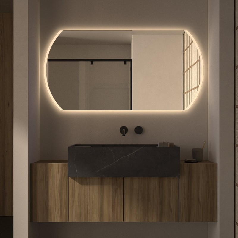 Specchio Ovale Orizzontale Retroilluminato per Bagno Moderno