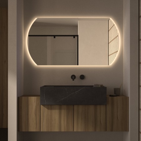 Specchio Ovale Orizzontale Retroilluminato per Bagno Moderno