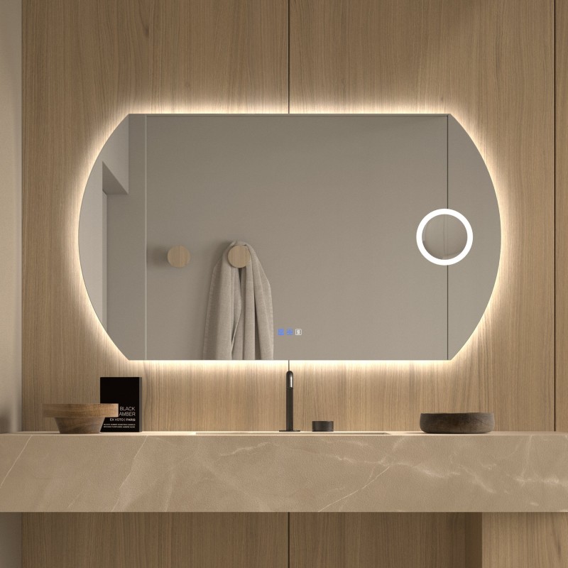 Specchio Ovale Orizzontale con Retroilluminazione LED per Bagno
