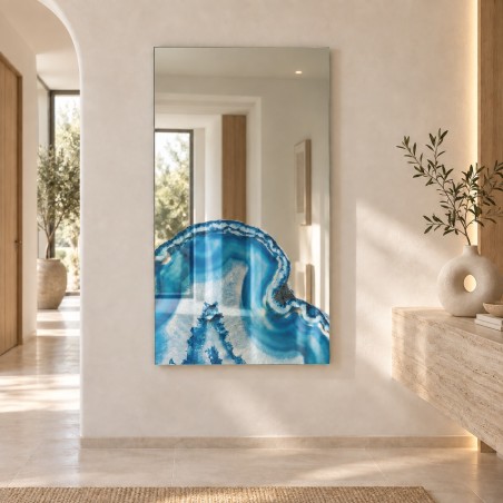 Specchio Decorativo Blu Effetto Pietra e Cristallo Geode
