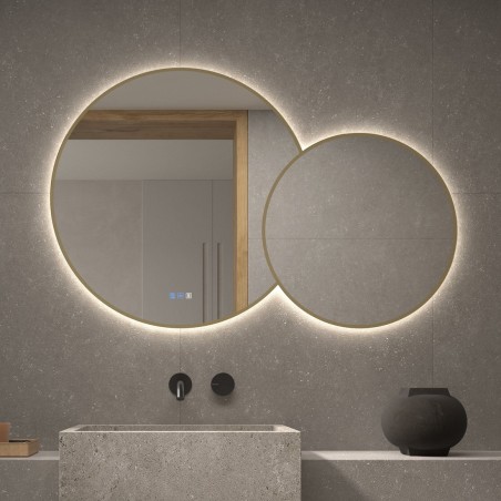 Specchio Originale LED Retroilluminato Con Bordo Dorato
