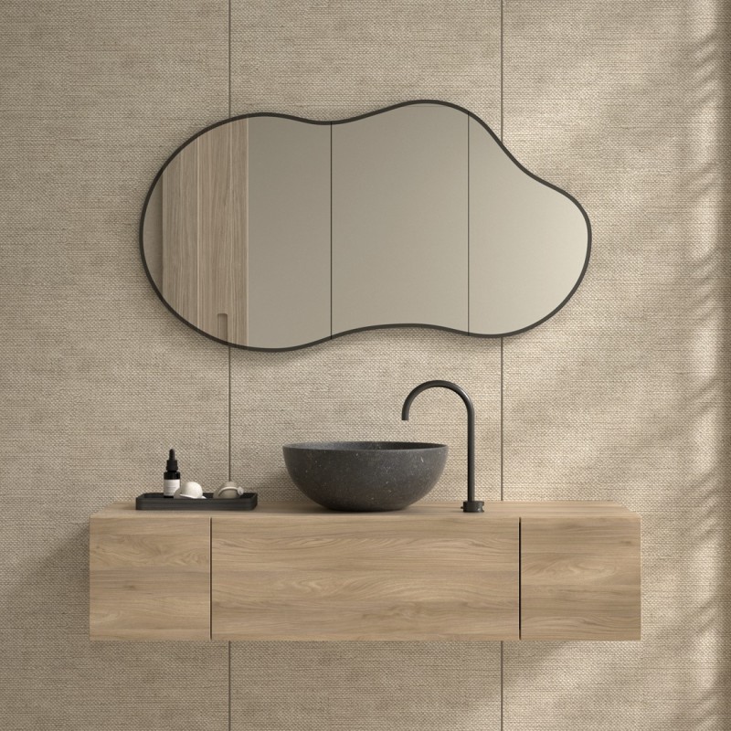 Specchio Originale Senza Luce con Contorno Nero per Bagno