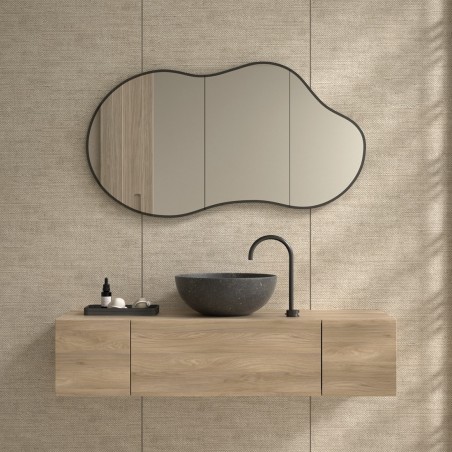 Specchio Originale Senza Luce con Contorno Nero per Bagno