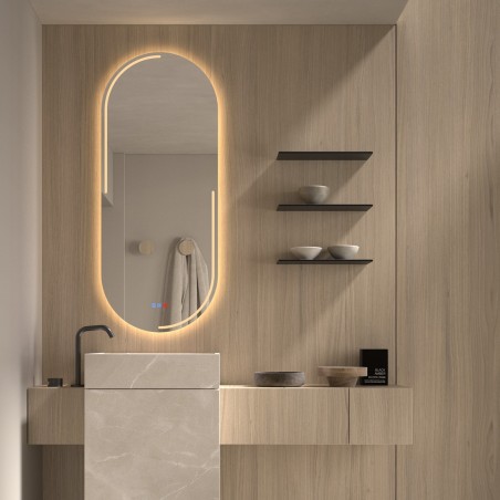 Specchio Ovale con Luce LED per Bagno Moderno