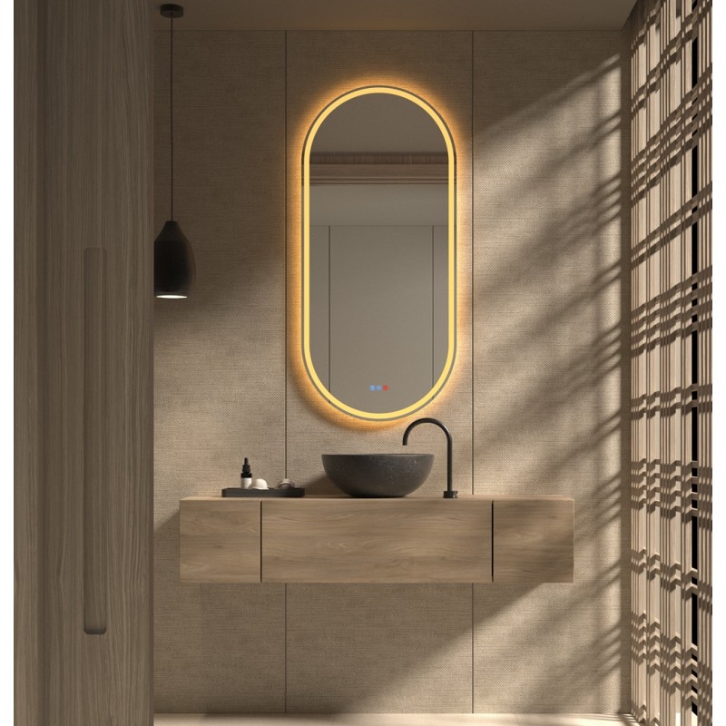 Specchio Ovale da Bagno con Luce LED