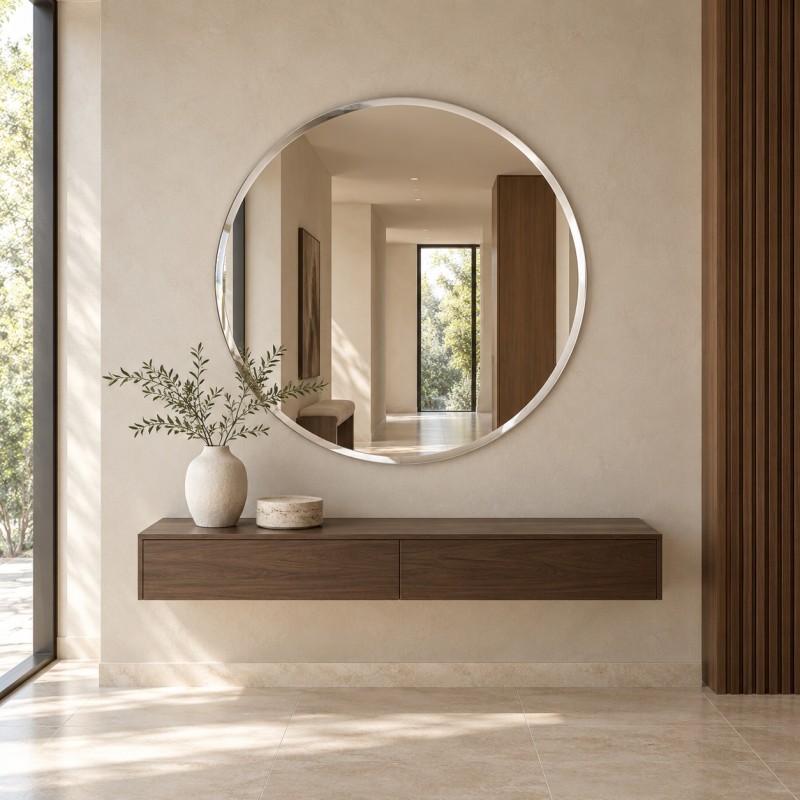 Specchio Rotondo Grande Bordo Bisellato Pure Round