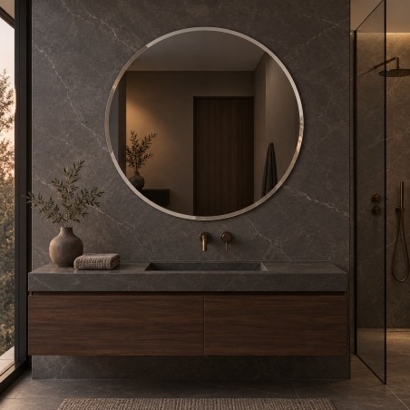 Specchio Rotondo da Bagno con Bordo Bisellato