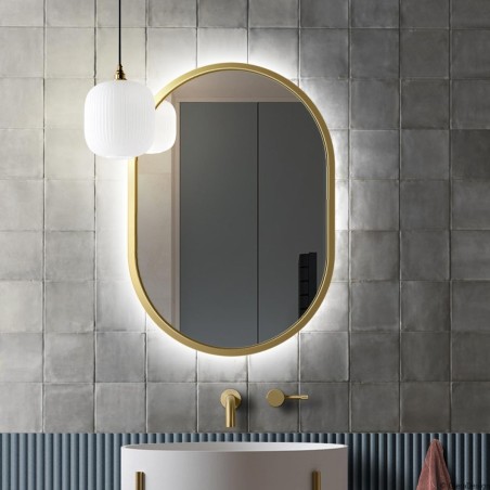 Specchio Ovale Bagno Retroilluminato Cornice Oro