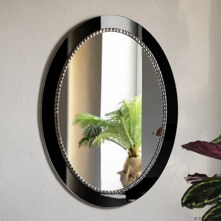 Specchio Ovale Cornice Nera con Mosaico Bracelet