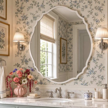 Specchio Decorativo Cornice Bianca Grand Vila Retro