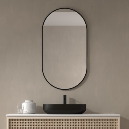 Specchio Ovale per Bagno con Bordo Nero Graz