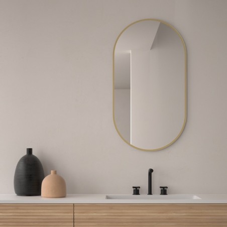 Specchio Ovale per Bagno con Bordo Dorato Graz Oro