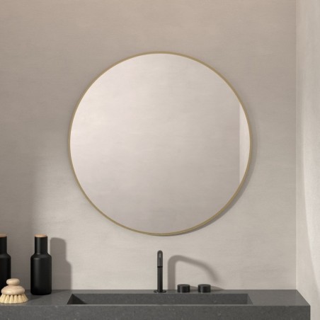 Specchio Rotondo Senza Luce con Bordo Dorato Budapest Oro