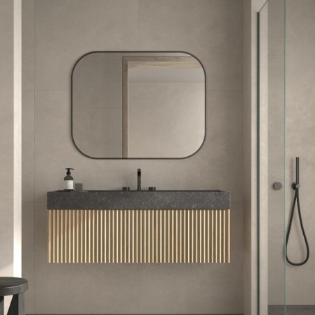 Specchio Rettangolare per Bagno con Bordo Nero Malta