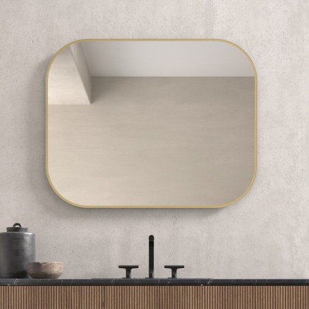 Specchio Rettangolare per Bagno con Bordo Dorato Malta Gold