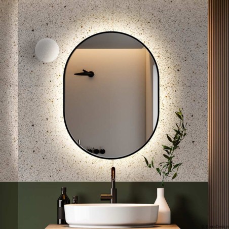 Specchio Ovale Bagno Retroilluminato Cornice Nera