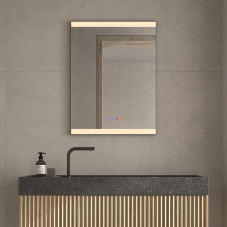 Specchio Minimalista LED con Luce Frontale Superiore e Inferiore Siena