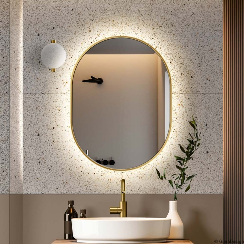 Specchio Retroilluminato Ovale Oro Ambient Slim