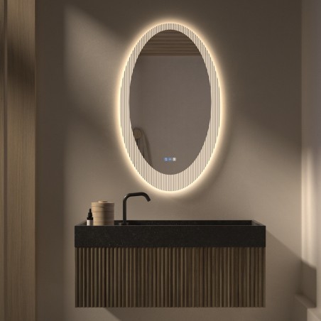 Specchio Ovale Originale con Luce LED per Bagno Moderno