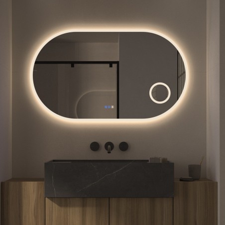Specchio Ovale Orizzontale con Luce LED per Bagno Moderno