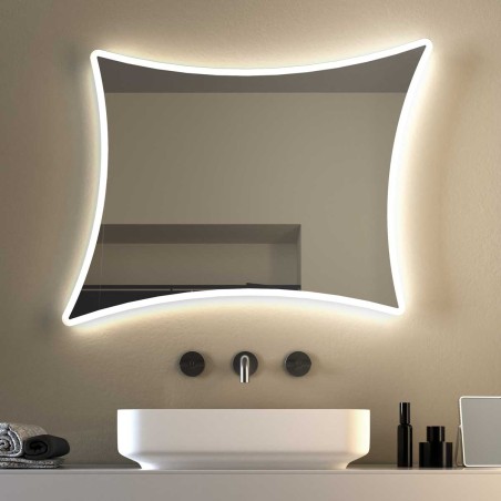 Specchio sagomato LED Blade retroilluminato con lati concavi