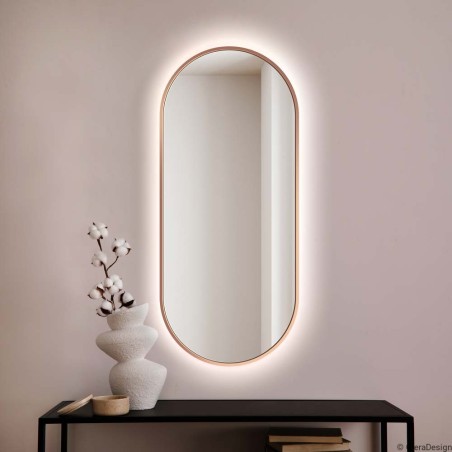 Specchio Retroilluminato Ovale Cornice Rame